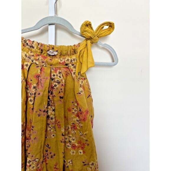 Bellambra Linen Dress Italy Size S Sleeveless Knee Length Boho Floral Yellow - Picture 2 of 7